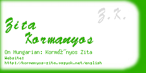 zita kormanyos business card